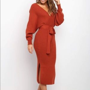 Petal & Pup Midi Wrap Sweater Winter Dress Size Small